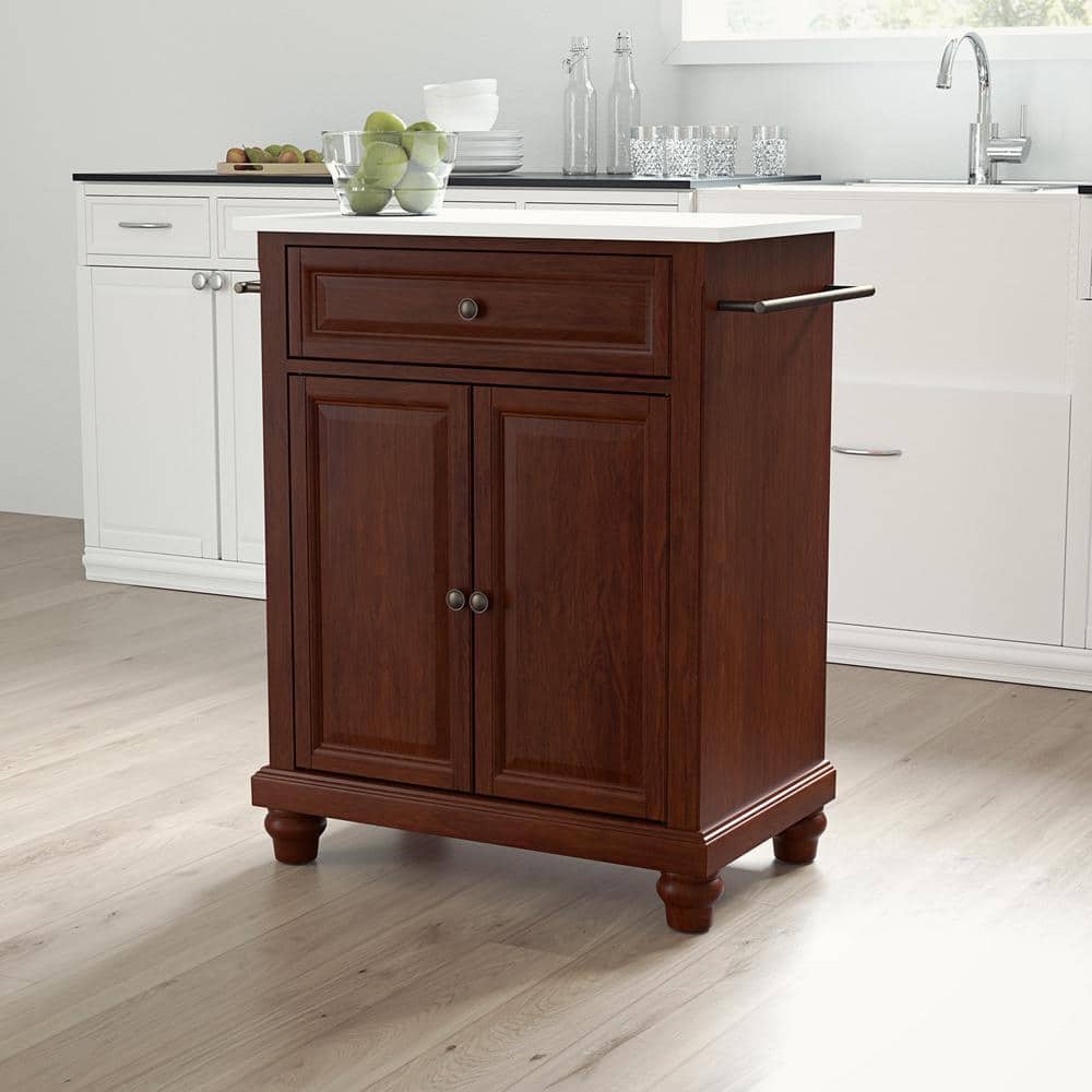 Mahogany Granite Top Portable Kitchen Island with Storage