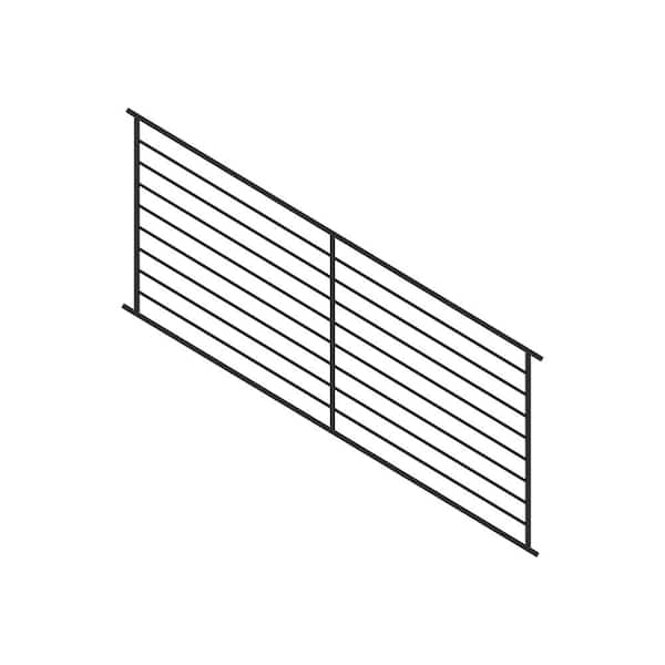FORTRESS Fe26 Axis 40 in. H x 8 ft. W Black Steel Railing Stair Panel ...