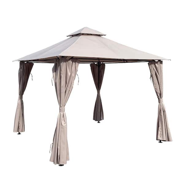 Cesicia 10 ft. x 10 ft. Gray Outdoor Canopy Tent With Curtains