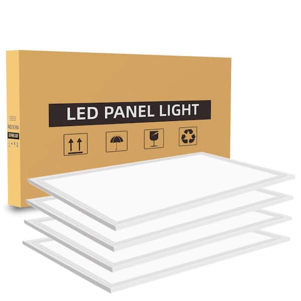  Luz de panel plano LED de 2 x 4, paquete de 4, 75 vatios, 0-10  V regulable, 7800 lúmenes, color blanco de luz diurna de 5000 K, panel de  luz LED