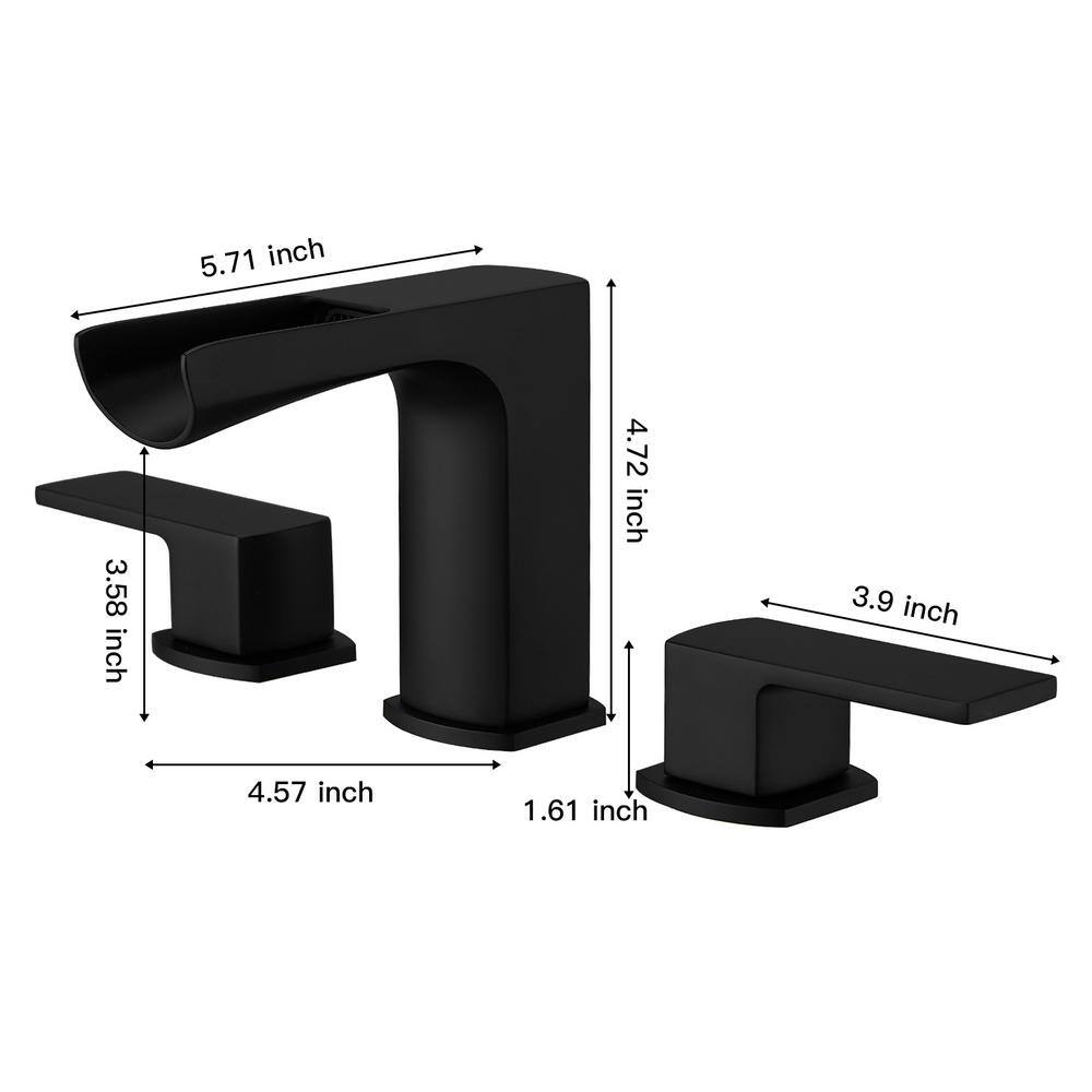 Matte Black Stainless Steel Waterfall Double-Handle Faucet Set