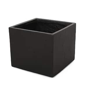 Fardeen 21.5 in. W x 18.75 in. H Large Black Lightweight Concrete Outdoor Patio Square Floor Planter