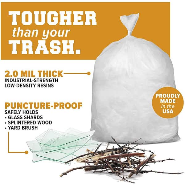 Plasticplace 95-96 Gallon Trash Bags, 1.2 Mil, Black, 61 in x 68 in (15  Count)
