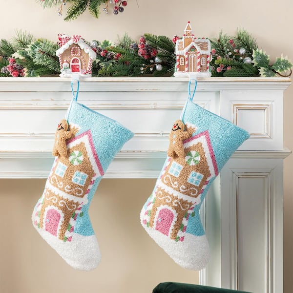 21 in. Hooked Gingerbread House Stocking with Complimentary Gingerbread Man Ornament