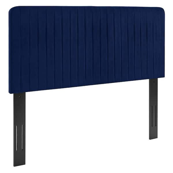 MODWAY Milenna Navy Channel Tufted Performance Velvet Twin Headboard