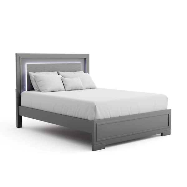 Furniture of America Casilla 5-Piece Silver and Gray Queen Bedroom Set, Silver and Gray - Queen