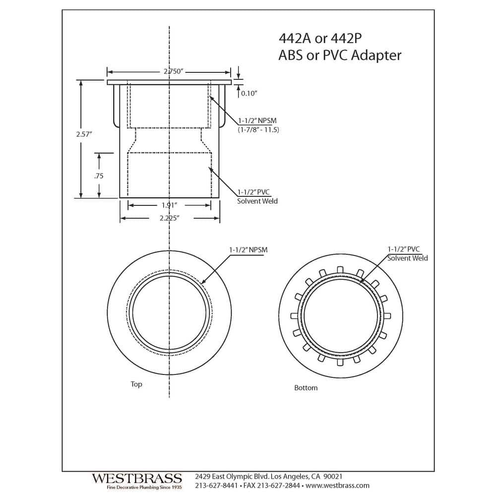 1-1/2 Inch Black ABS Threaded Plumbing Adapter