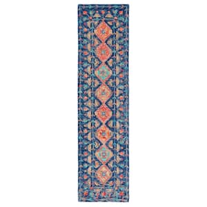 Aspen Navy/Orange 2 ft. x 9 ft. Geometric Runner Rug