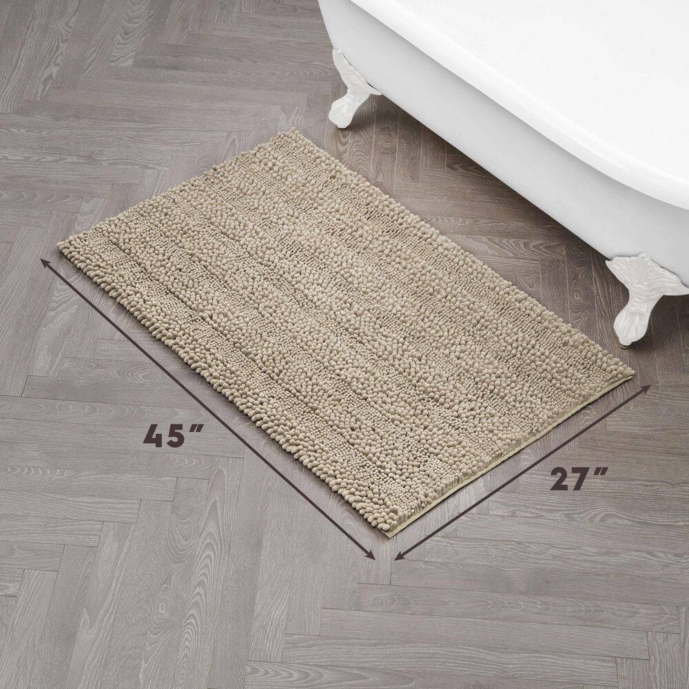 Tan Chenille Non-Slip Bath Mat with TPR Backing