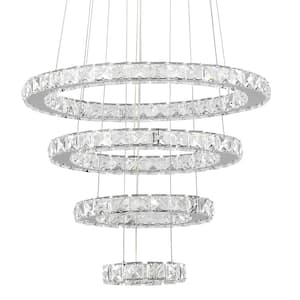 Jefferson 4 - Light Clear/Chrome Unique/Statement Geometric Integrated LED Chandelier Accents