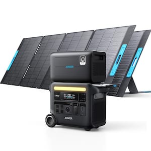 2400W Output/2800W Peak SOLIX F2600 Push Button Start LFP Solar Generator w/ 1 Expandable Battery, 2x 200W Solar Panels