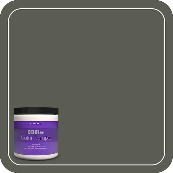BEHR PREMIUM PLUS 8 oz. #N380-7 Black Bamboo Eggshell Enamel Interior Paint & Primer Color Sample