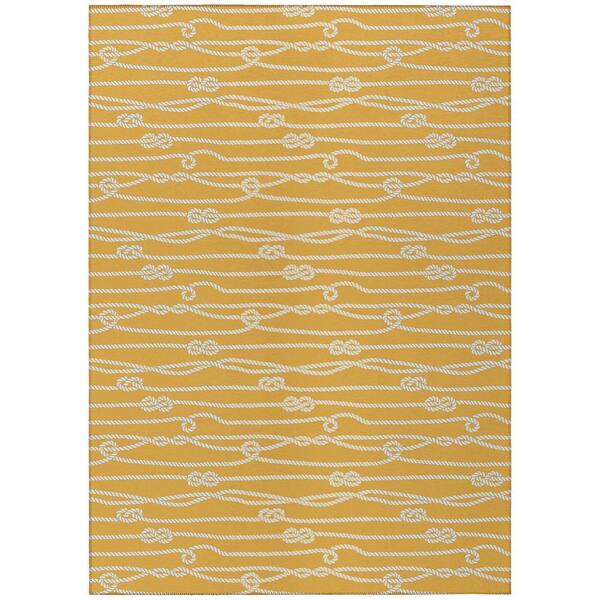 Harpswell Gold 5 ft. x 7 ft. 6 in. Geometric Indoor/Outdoor Area Rug
