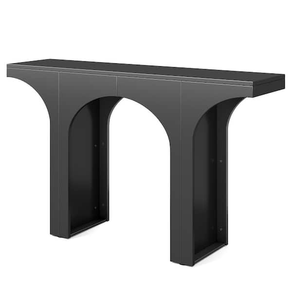BYBLIGHT Turrella 47 in. Black Rectangle Wood Console Table with Arch Base
