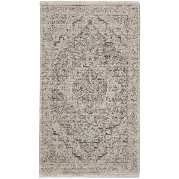 Lynx Ivory Taupe 3 ft. x 5 ft. All-over design Transitional Area Rug
