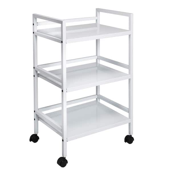 Honey-Can-Do 3-Tier Steel 4-Wheeled Utility Cart in White