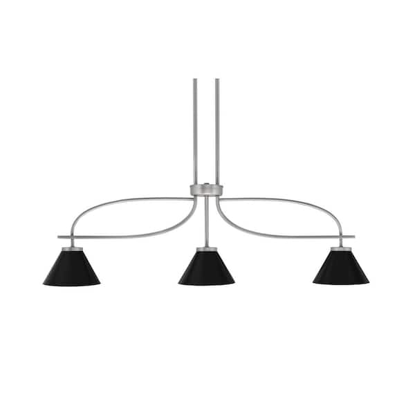 Unbranded Olympia 12 in. 3-Light Chandelier Graphite Matte Black Metal Shade
