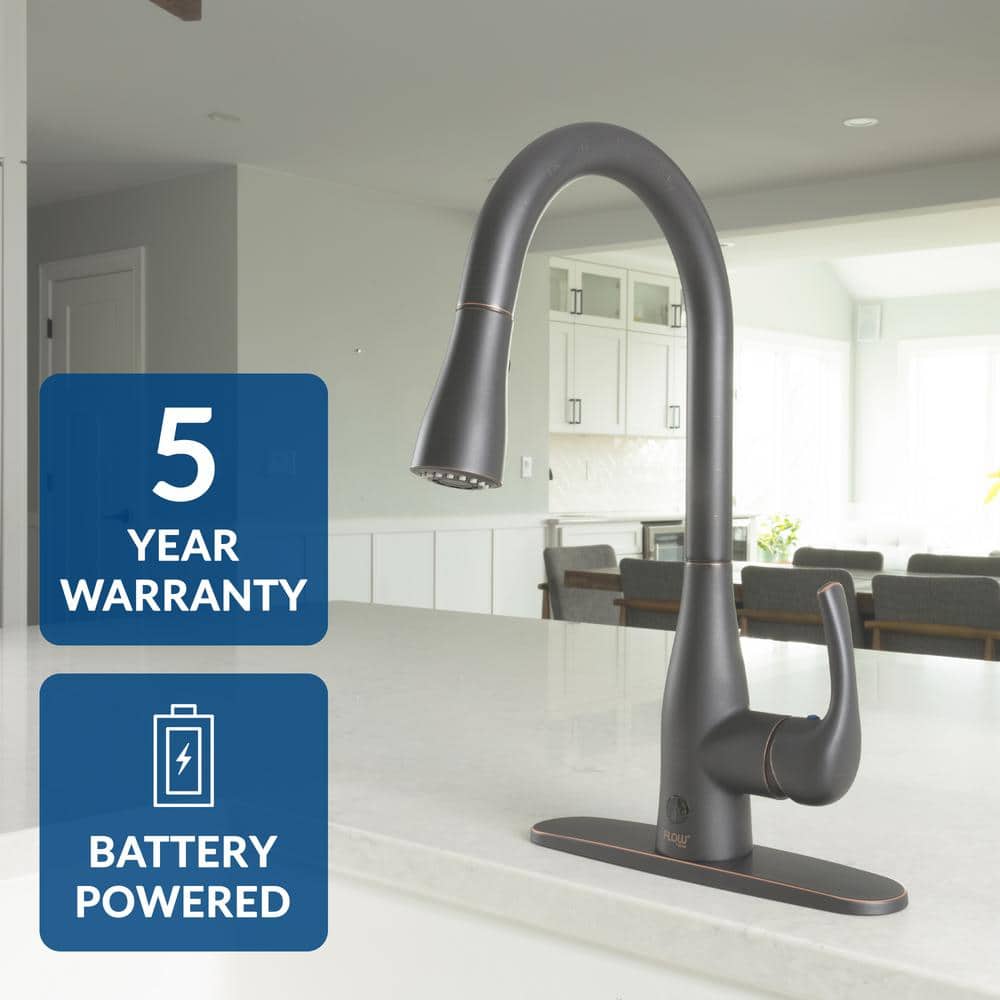 Flow Series Touchless Oil Rubbed Bronze Kitchen Faucet with Pull-out Spray
