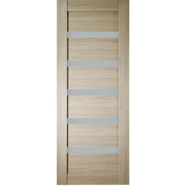 Belldinni Leora 24 in. x 80 in. No Bore 5-Lite Frosted Glass Shambor Wood Composite Interior Door Slab