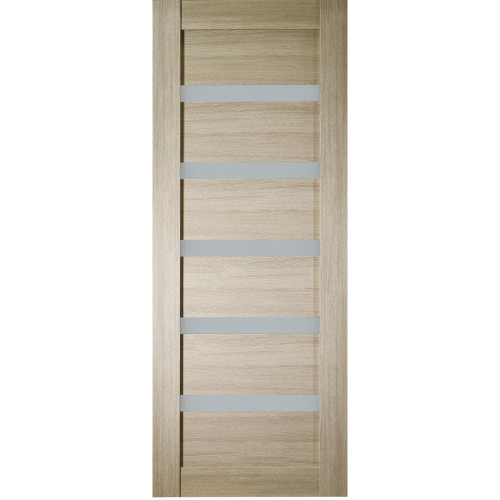 Leora 28 in. x 80 in. No Bore 5-Lite Frosted Glass Shambor Wood Composite Interior Door Slab price history on PriceWatchPro