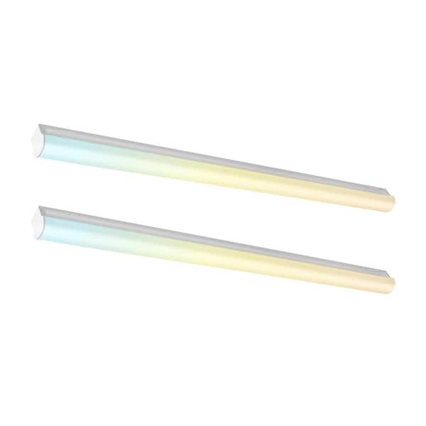 2-Pack 4ft.White 150-Watt Equivalent Linear Integrated LED Strip light fixture 3500K/4000K/5000K, 2860/3640/5200lm