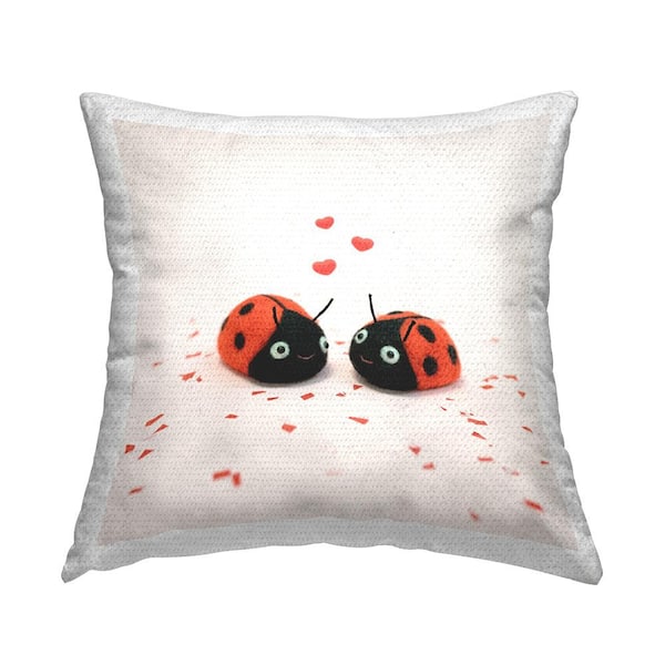 Love Bugs Romantic Ladybugs Pink Square Outdoor Throw Pillow