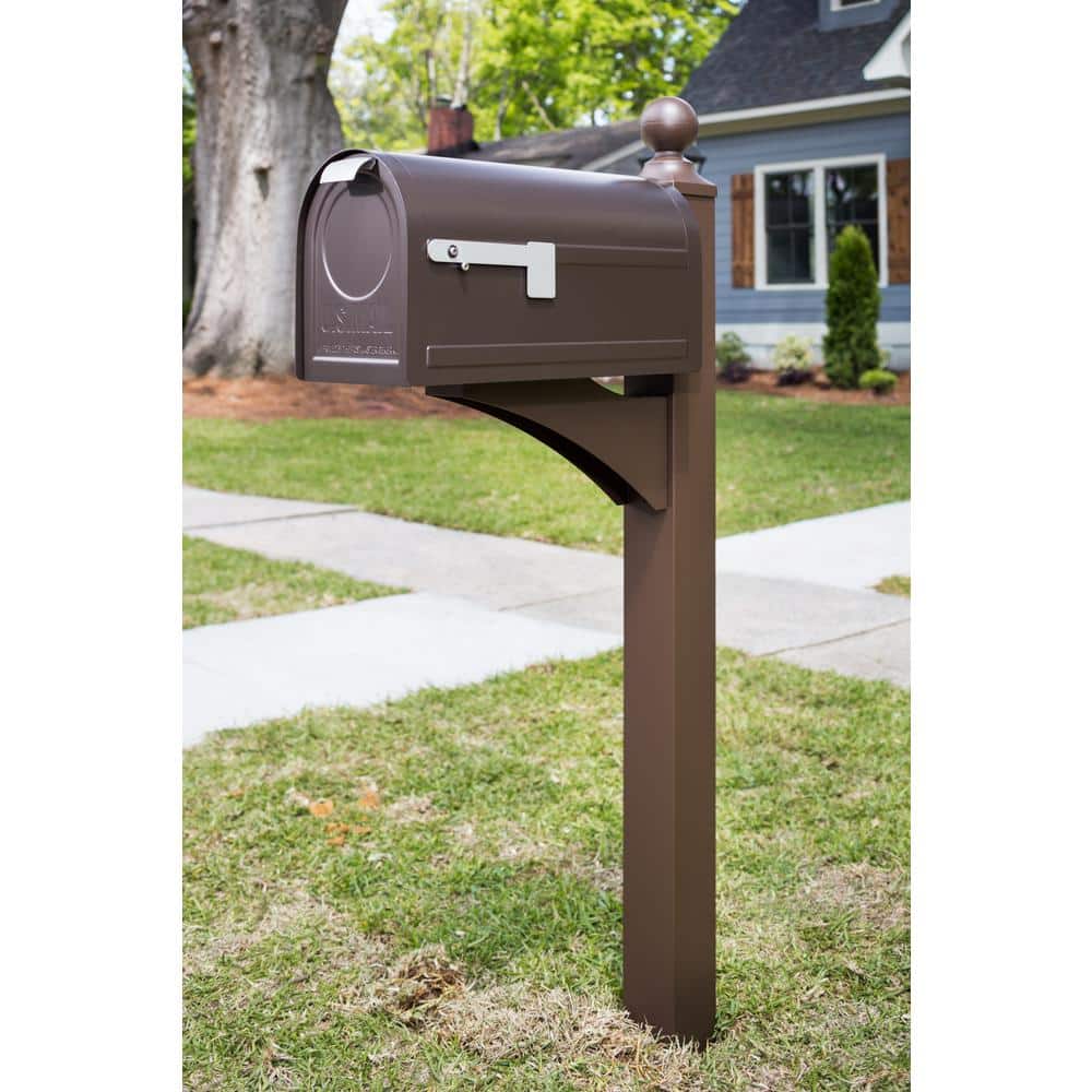 Landover Bronze Aluminum Mailbox Post with Finial