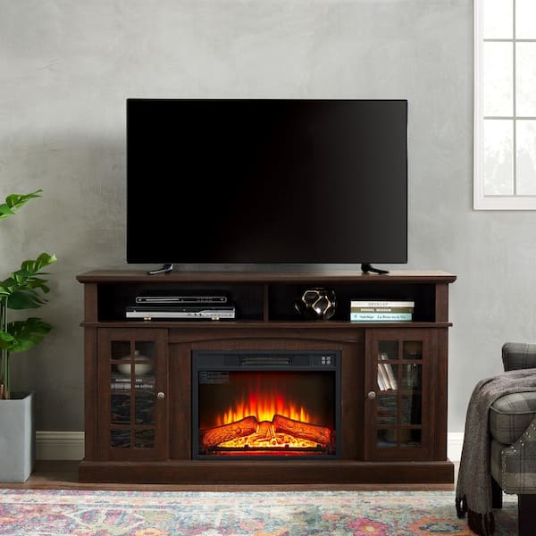 58.25 in. Freestanding Electric Fireplace TV Stand Fits TV's Up to 65 in. in Espresso