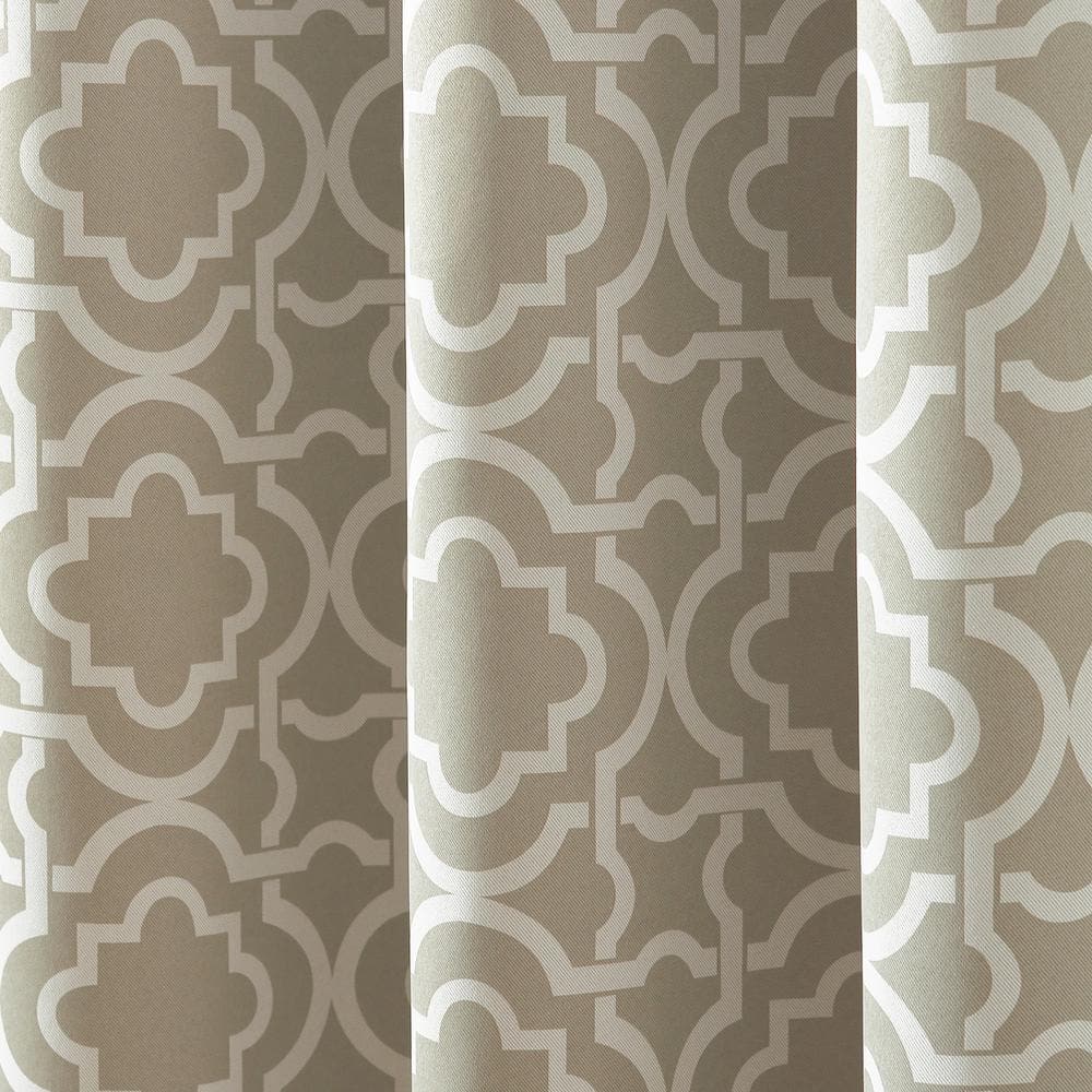 Taupe Blackout Polyester Geometric Trellis Window Curtain Panel 40" x 63"