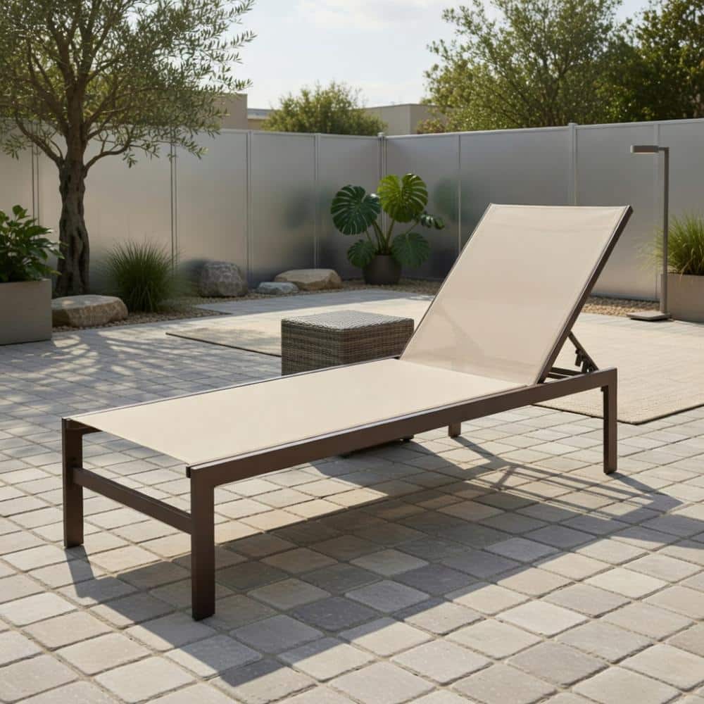 Brown 6-Position Chaise Lounge With Rustproof Aluminum Frame, Portable Outdoor Chair price history on PriceWatchPro