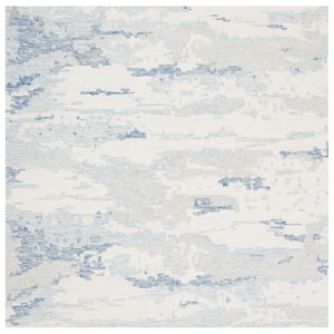 Abstract Ivory/Blue 6 ft. x 6 ft. Abstract Sky Square Area Rug