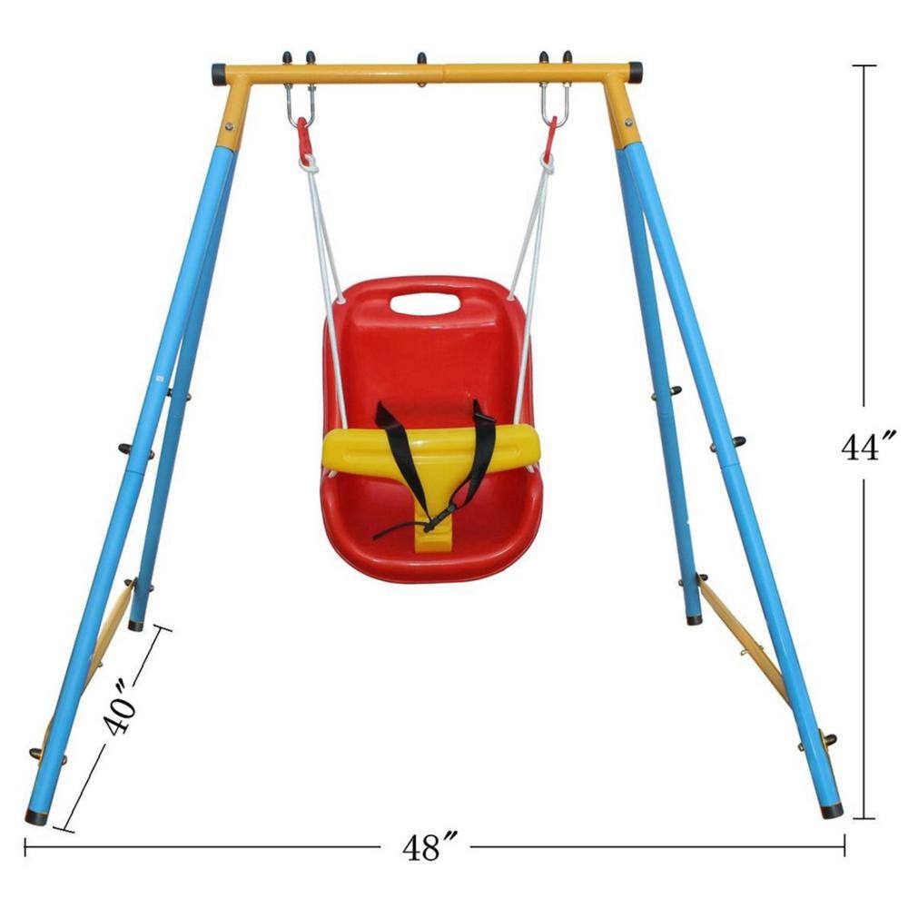 Baby Toddler Indoor/Outdoor Metal Swing Set with Safety Belt