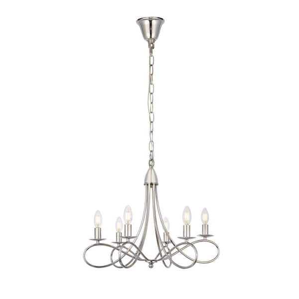 Unbranded Timeless Home 24 in. 6-Light Polished Nickel Pendant Light, Bulbs Not Included