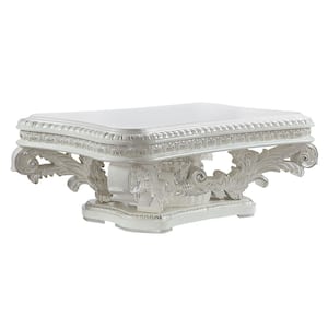 Vanaheim 55 in. Antique White Finish Rectangle Wood Coffee Table