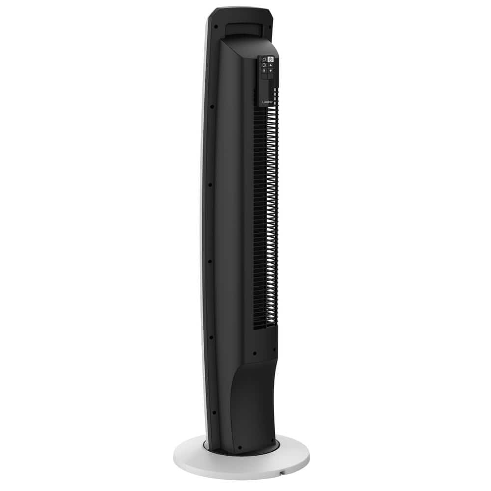 White EcoQuiet Oscillating Tower Fan with Remote Control