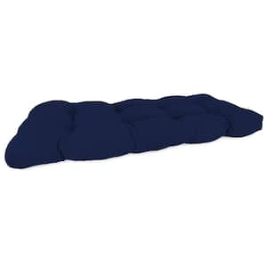 46 in. L x 19 in. W x 4 in. T Tufted Outdoor Wicker Bench Cushion in Canvas Navy