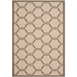 Courtyard Beige/Brown 7 ft. x 10 ft. Border Indoor/Outdoor Patio  Area Rug