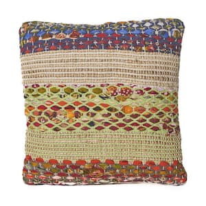 Layson Multicolored Woven Fabric 17.00 in. x 17.00 in. Throw Pillow