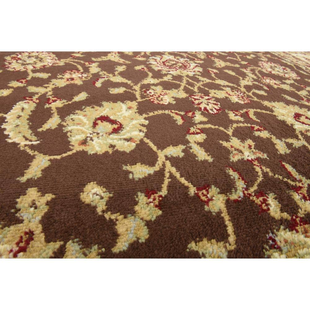 Elegant Brown Synthetic 6' x 9' Easy-Care Rectangular Rug