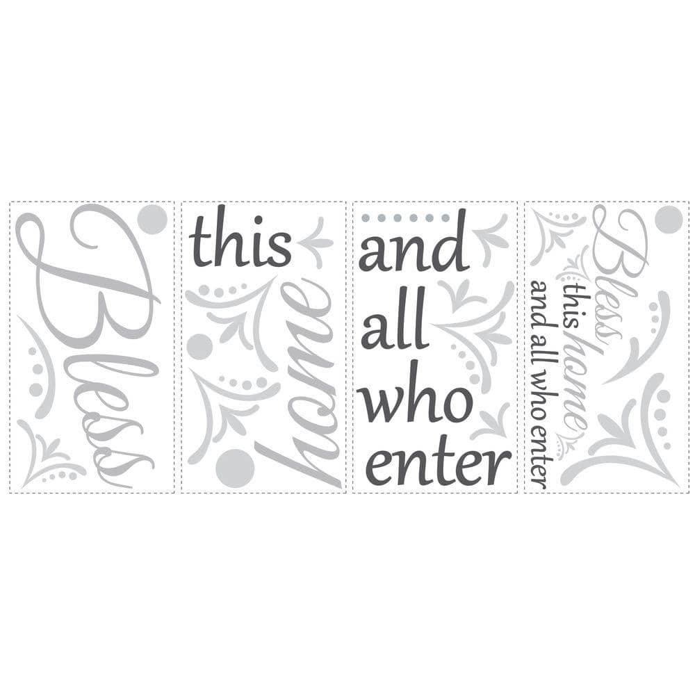 Bless This Home Gray and Black Peel and Stick Wall Decal