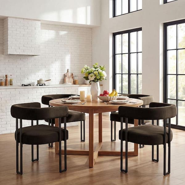 Mink Velvet Upholstered Armchair (Set of 4)