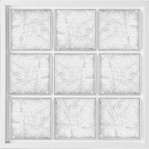 46.75 in. x 39.25 in. Fixed White Vinyl Nail Fin Frame Glass Block Window with Ice Pattern Block