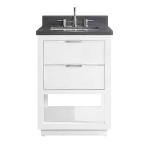 Allie 25 in. W x 22 in. D Bath Vanity in White with Silver Trim with Quartz Vanity Top in Gray with White Basin