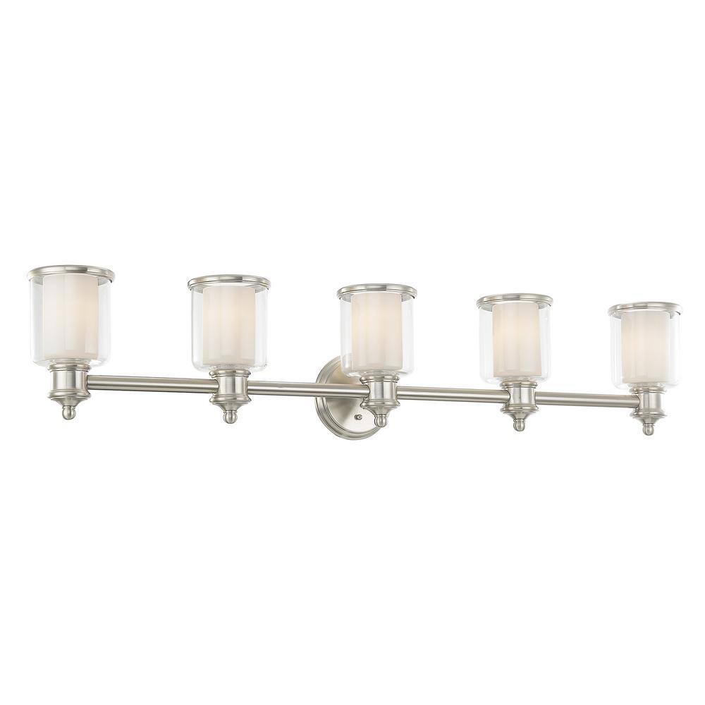 Elegant Brushed Nickel 5-Light Vanity Fixture with Dimmable Feature