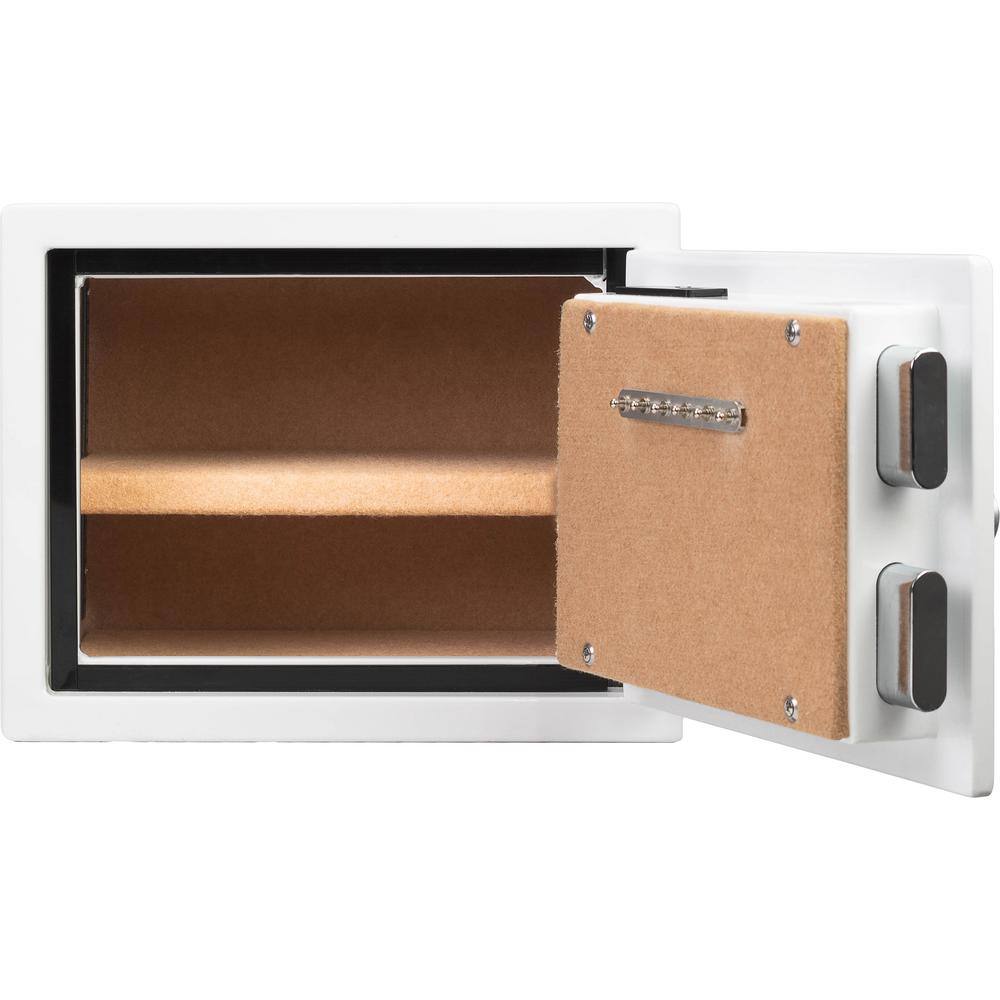 Compact White Steel Biometric Fireproof Safe with Backup Key