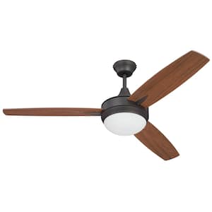 Targas 52 in. Indoor Tri-Mount Espresso Finish Ceiling Fan with Integrated LED Light Kit & 4 Speed Wall Control Included