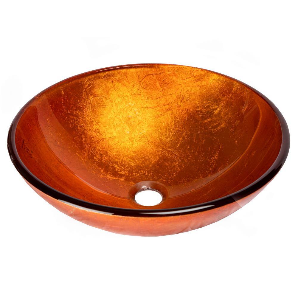 Eden 16.5'' Orange Tempered Glass Circular Vessel Sink