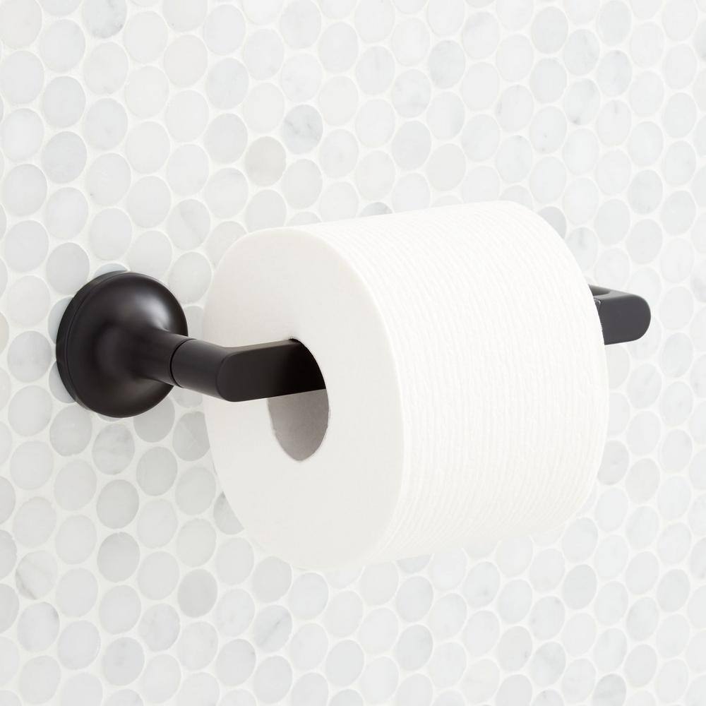 Matte Black Metal Wall Mounted Pivoting Toilet Paper Holder