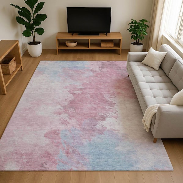 Mayfield Premium Machine Washable Abstract AMF1675 Blush 5 ft. x 7 ft. 6 in. Area Rug