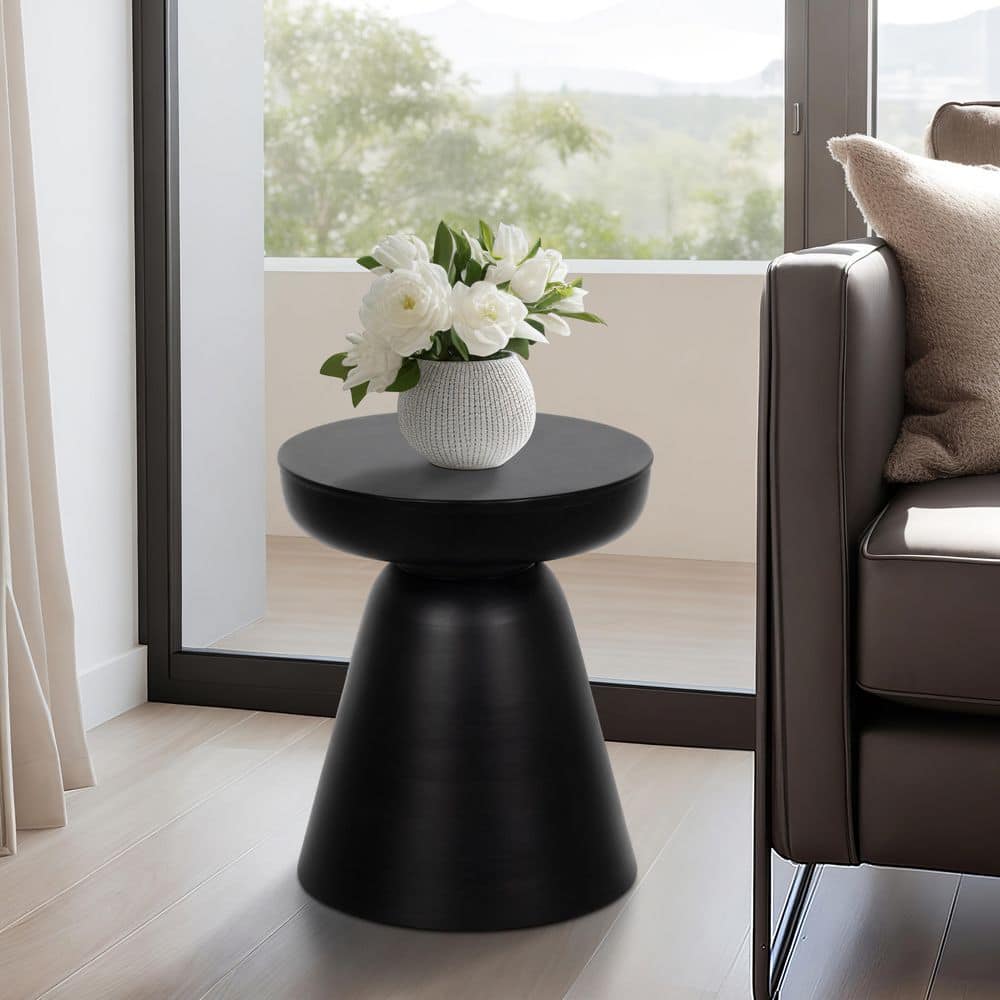16 in. White Round Wooden Accent Table